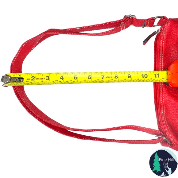 SOLD Treviso Red Faux Leather Crossbody Shoulder Bag Pebbled Adjustable Strap - Picture 11 of 15